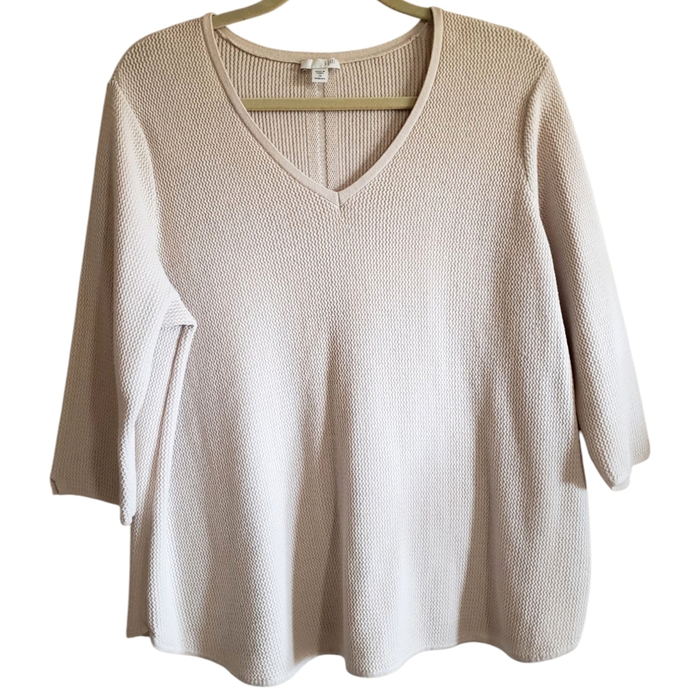 J. Jill Top Womens 2X Ivory  Plus Size Thermal Waffle Knit Lagenlook Pullover